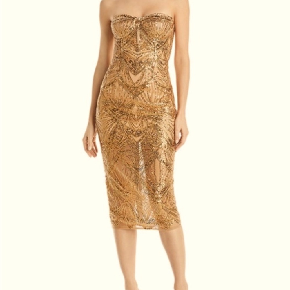 Bronx and Banco gold sequin strapless mini